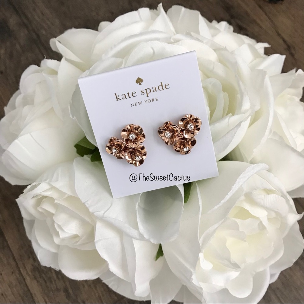 Kate Spade Shine On Flower Cluster Rose Earrings - Picture 2 of 8